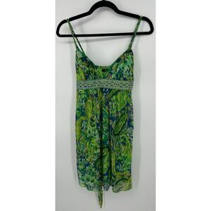 Vintage Y2k Green Abstract Braided Dress S Fairy Whimsigoth Sequin City Triangle